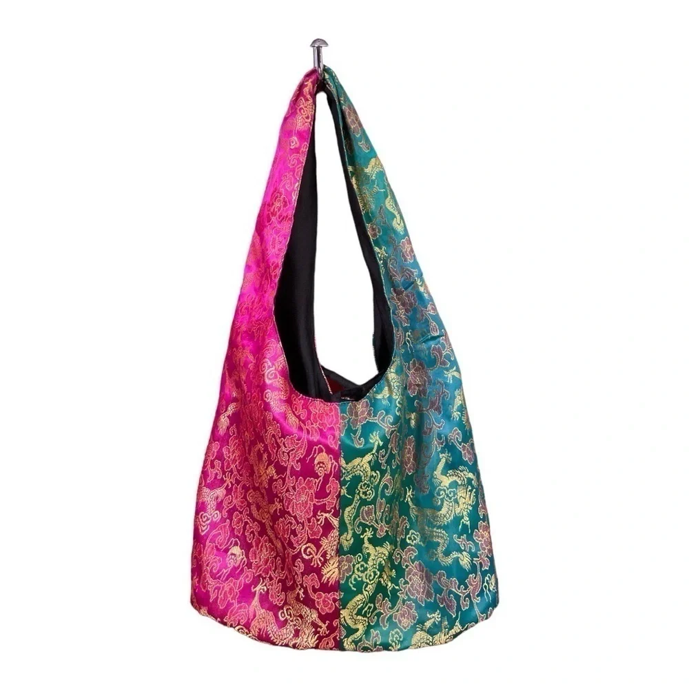 Thai Hobo Bag with Dragon and floral print many Colours made in Thailand!